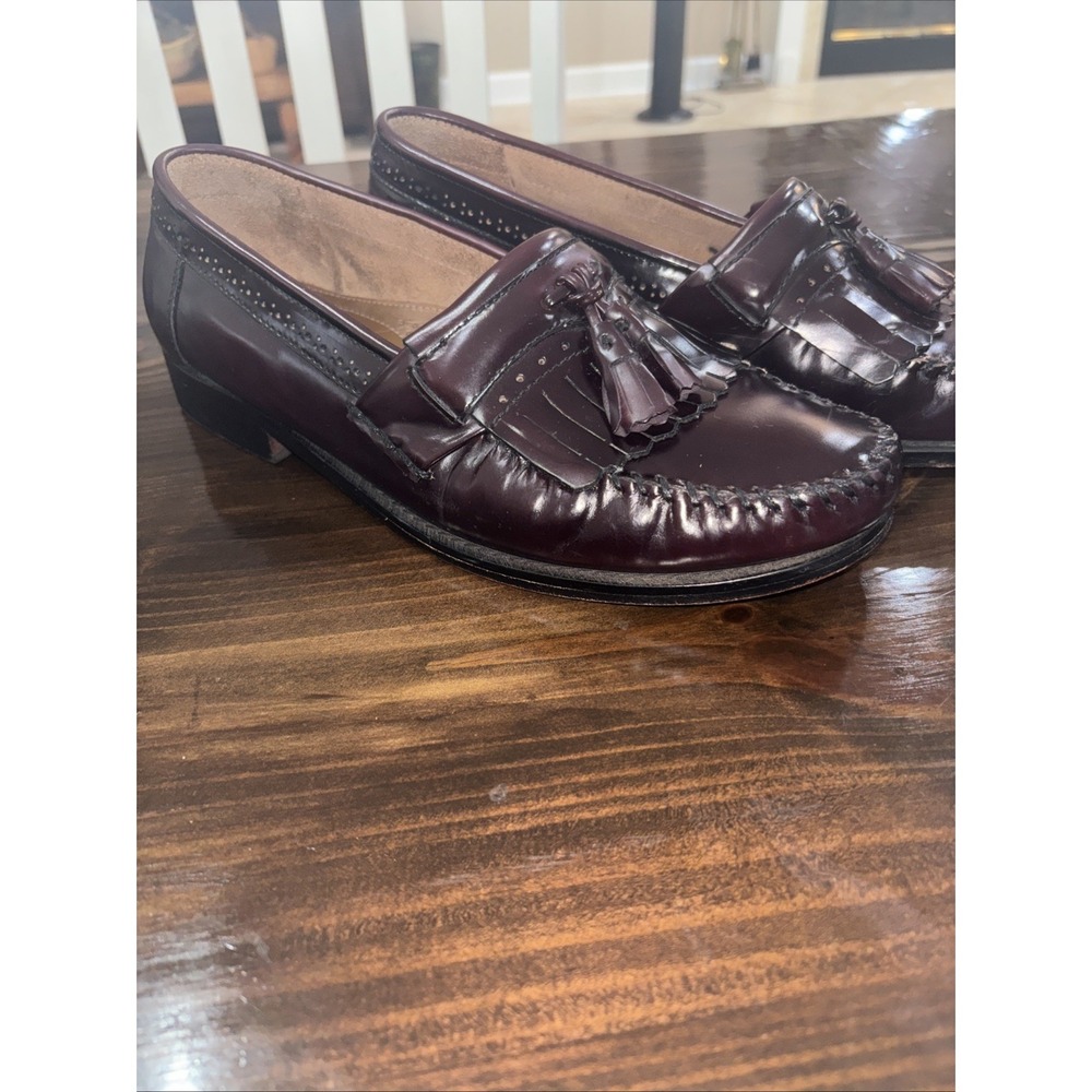 G H Bass Weejuns Jeremy Loafers Men's US 12EE Burgundy Leather Kiltie Tassel